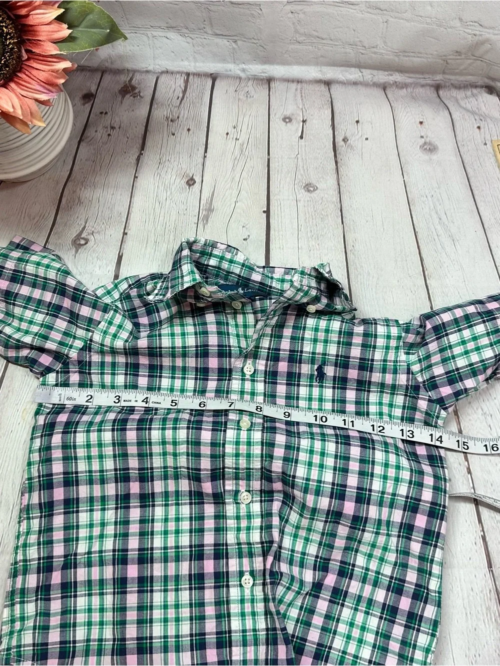 Ralph Lauren RL Plaid Short-Sleeve Button up cotton Shirt boys 4 preppy spring